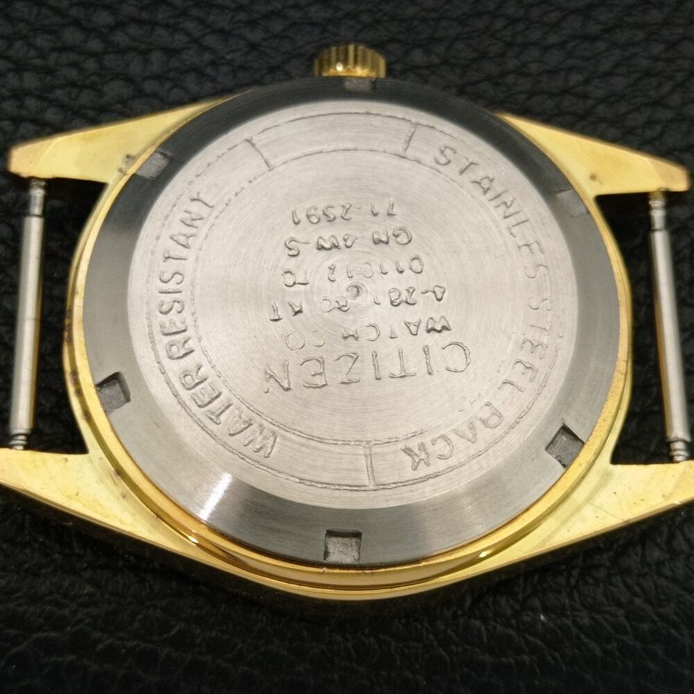 Vintage 1979 Citizen Automatic Mens Gold Watch W/daydate & Black accents - Picture 8 of 10